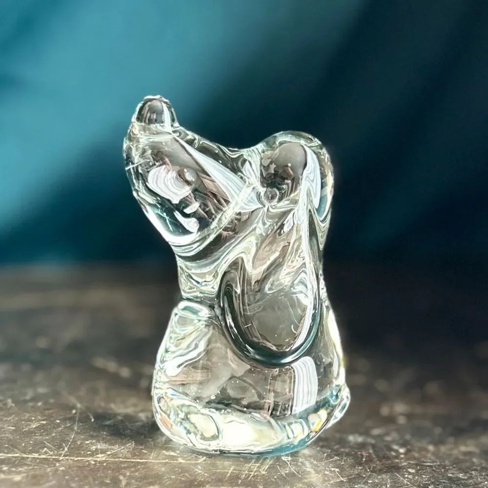 Vintage Hand Blown Hound Dog Paperweight Figurine
